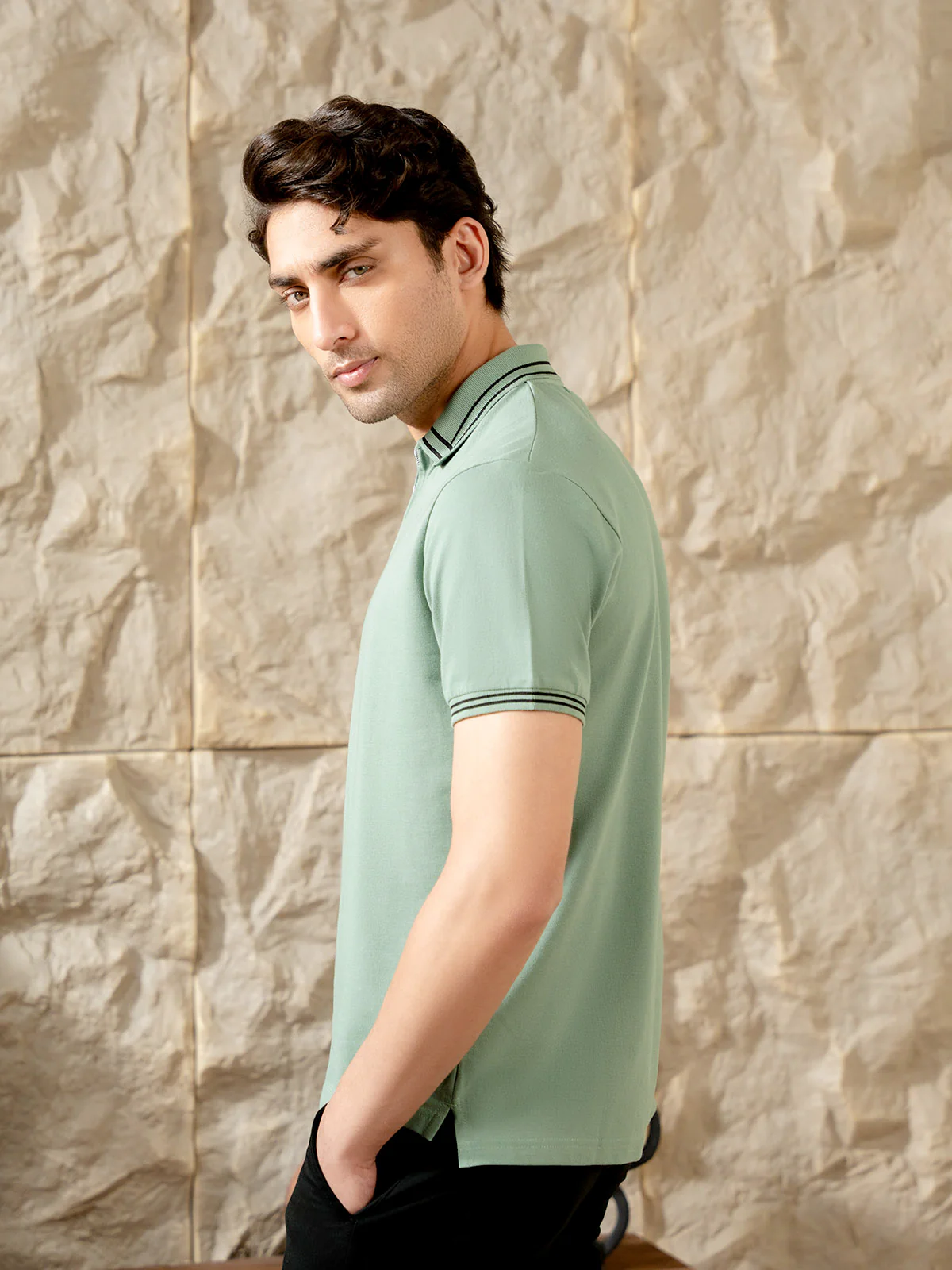 "LOGAN" Half Zipper Pique Polo Shirt - Image 6
