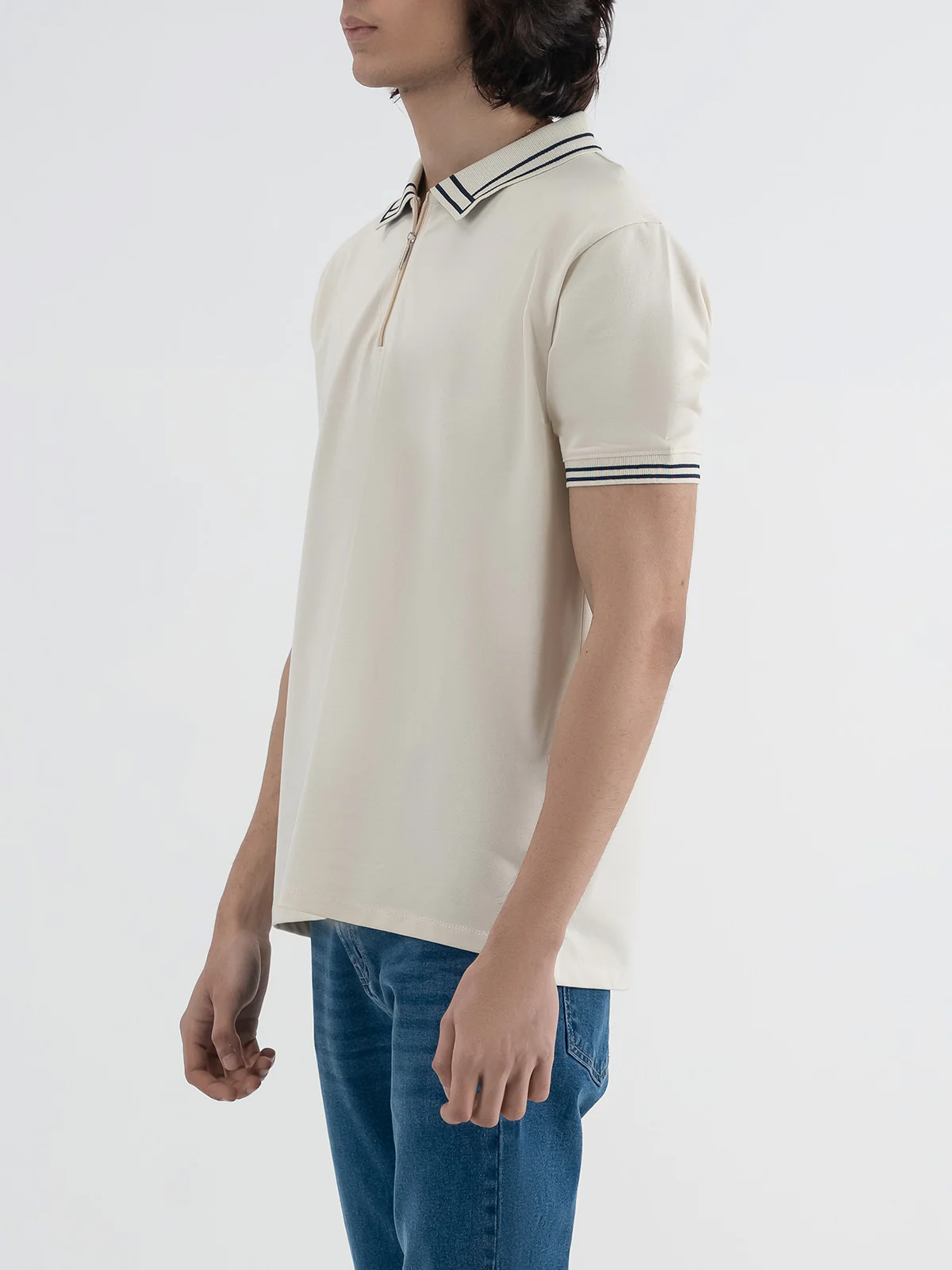 "LOGAN" Half Zipper Pique  Polo Shirt - Image 4
