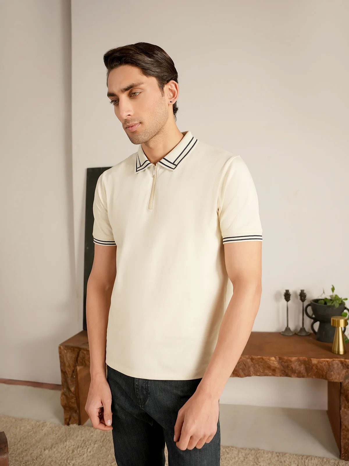 "LOGAN" Half Zipper Pique  Polo Shirt - Image 6