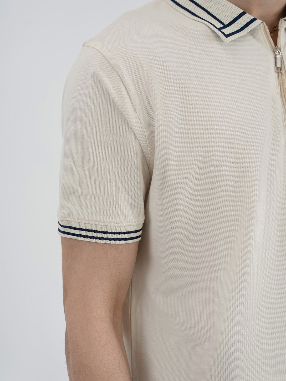 "LOGAN" Half Zipper Pique  Polo Shirt - Image 7