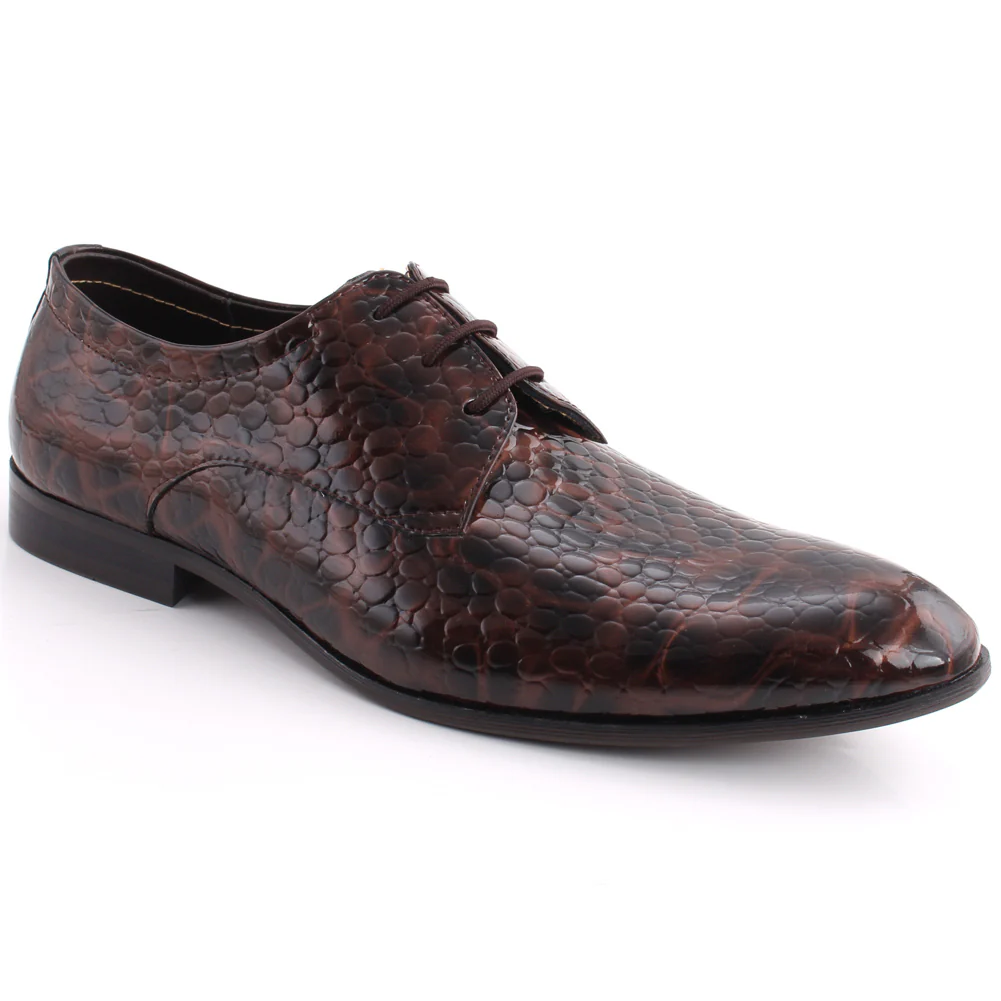 Men “ABNER” Glossy Designed Round Toe Printed Formal Shoes