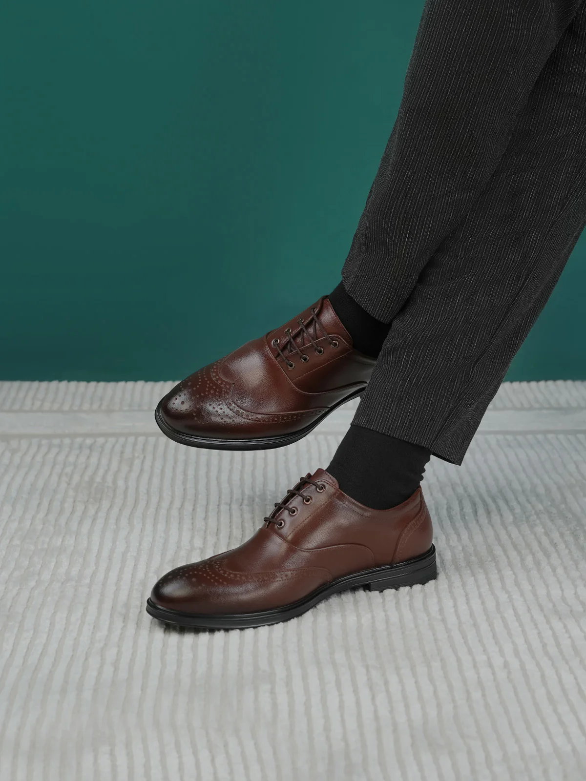 Men "ADARSH" Leather Lace-Up Formal Shoes - Image 6