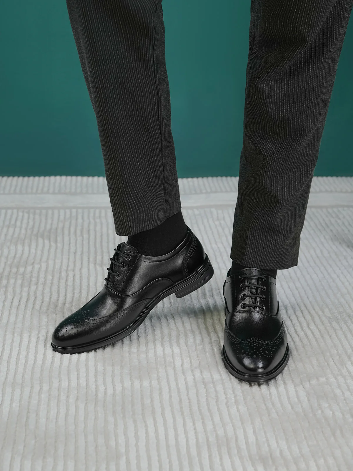 Men "ADARSH" Leather Lace-Up Formal Shoes - Image 3
