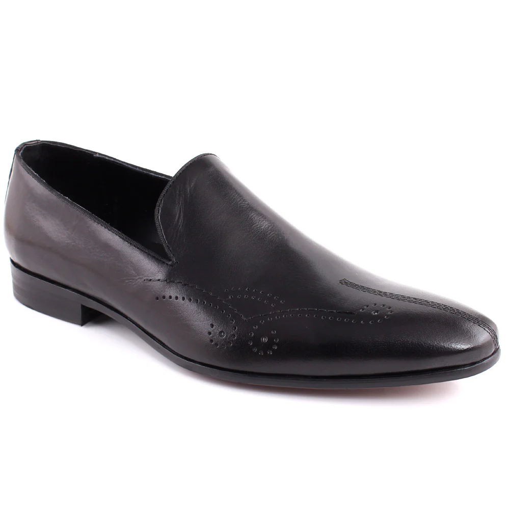 Men “ALDRICH” Cap Toe Perforated Design Slip On Loafer Shoes