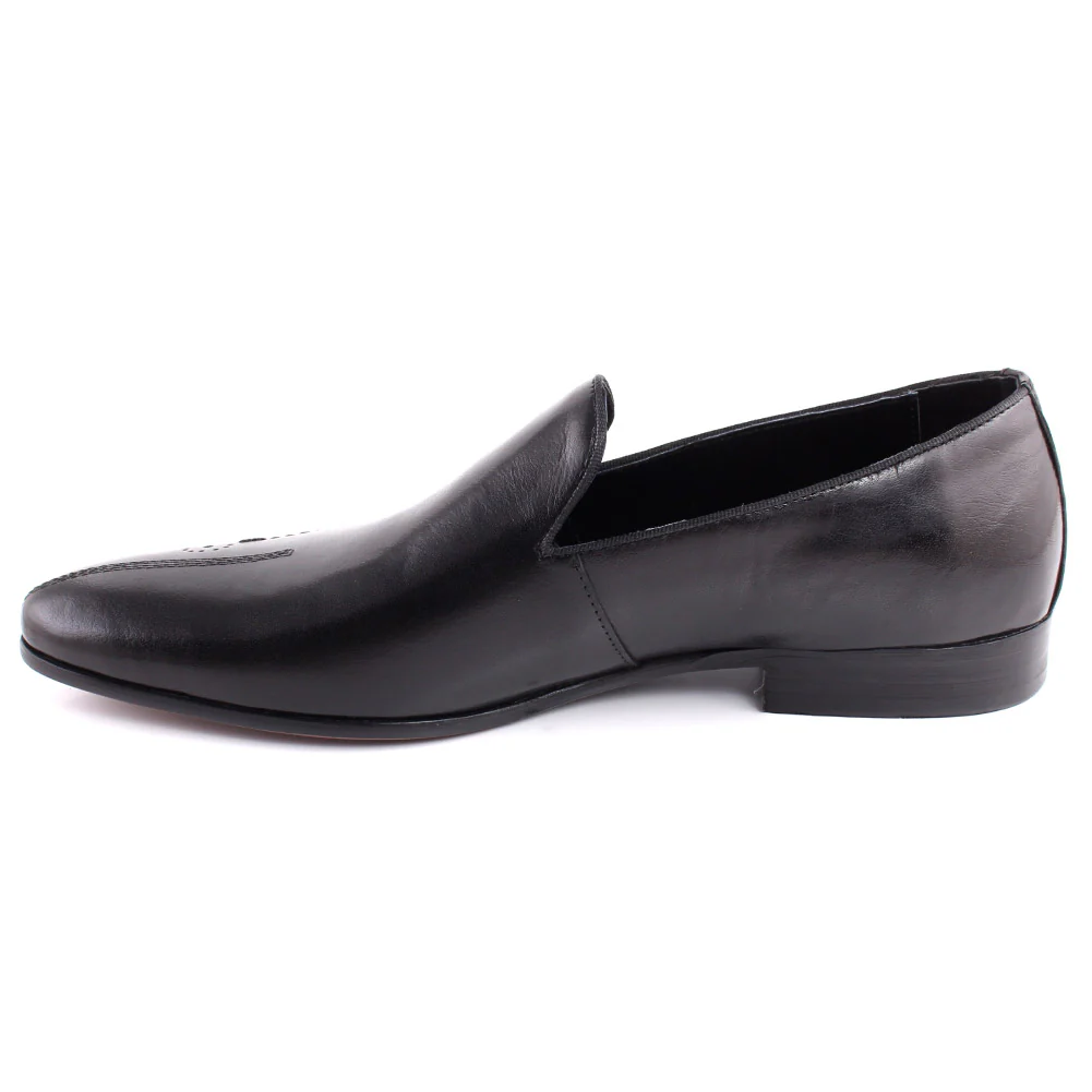 Men “ALDRICH” Cap Toe Perforated Design Slip On Loafer Shoes - Image 3