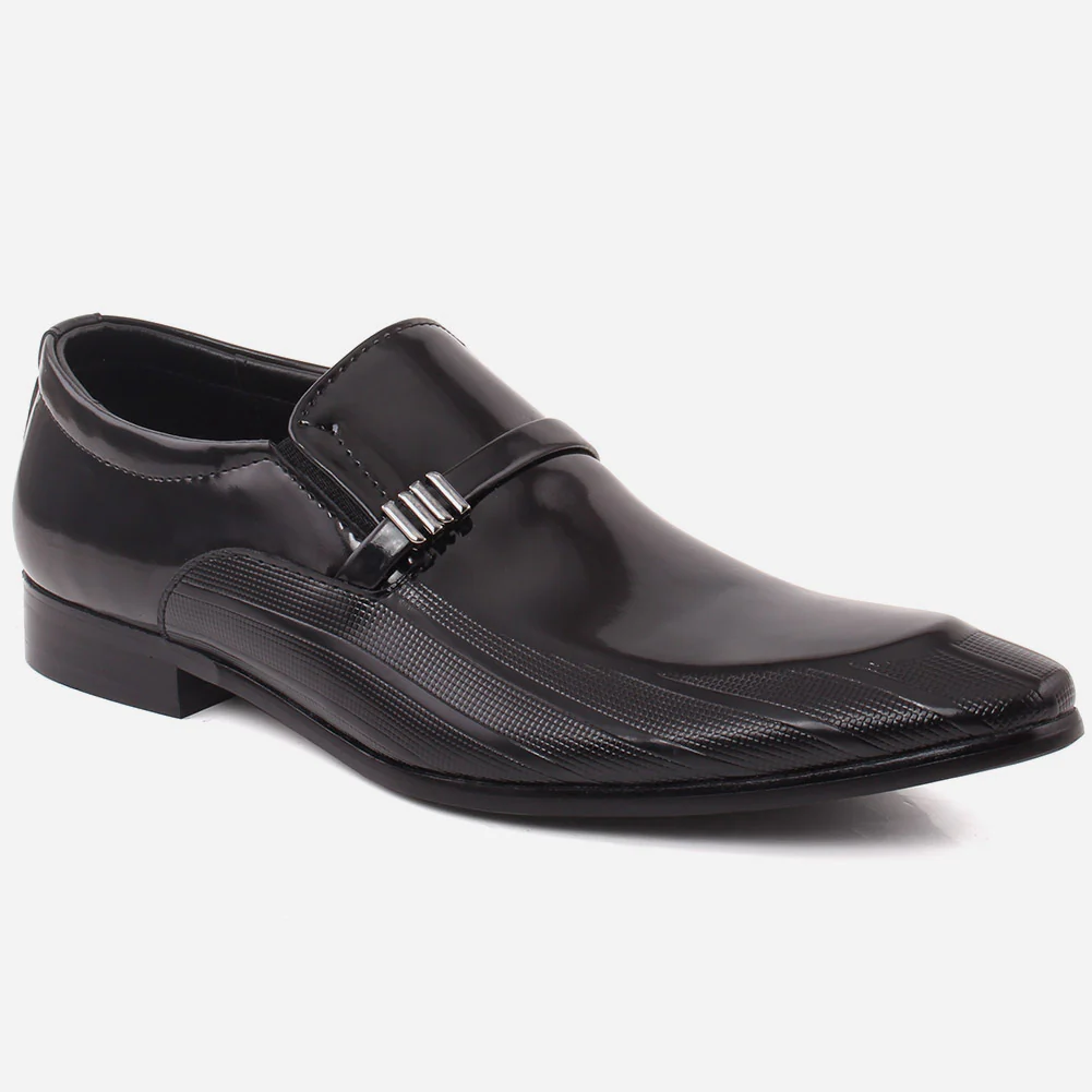 Men "ANTONIO" Patent Moc Toe Metallic Clasp Leather Formal Shoes