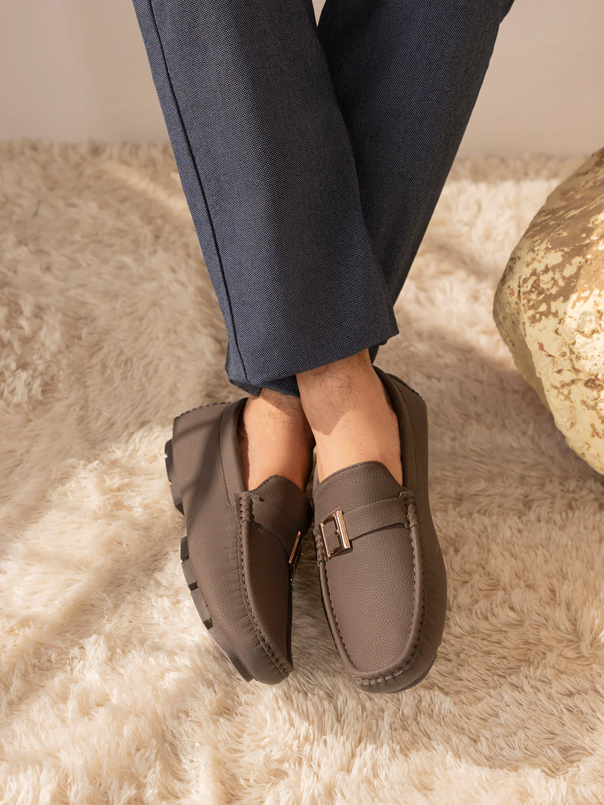 Men "BENJA" Stylish Side Buckle Moccasins