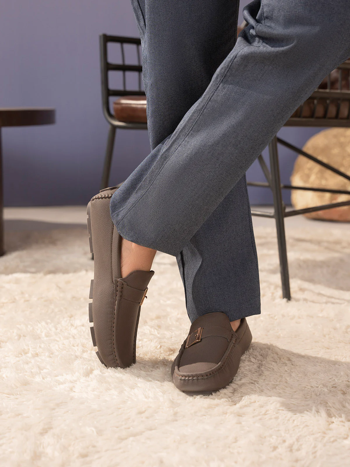 Men "BENJA" Stylish Side Buckle Moccasins - Image 10