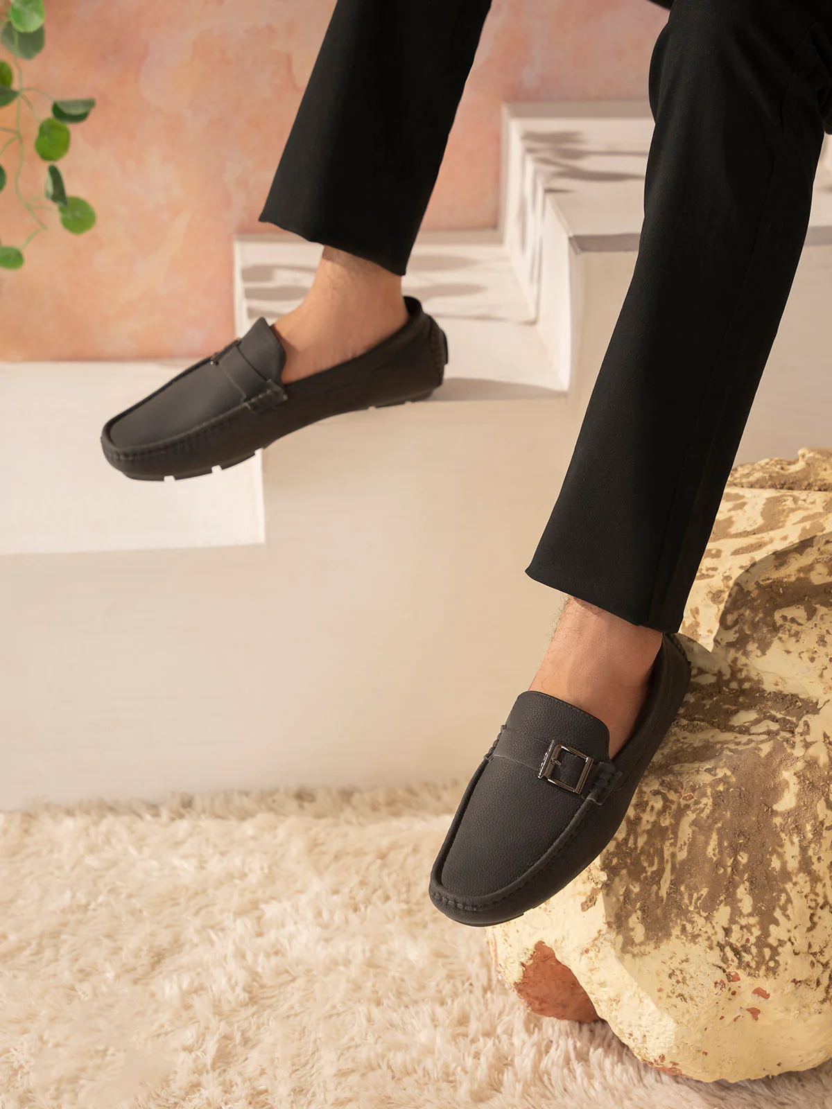 Men "BENJA" Stylish Side Buckle Moccasins - Image 10