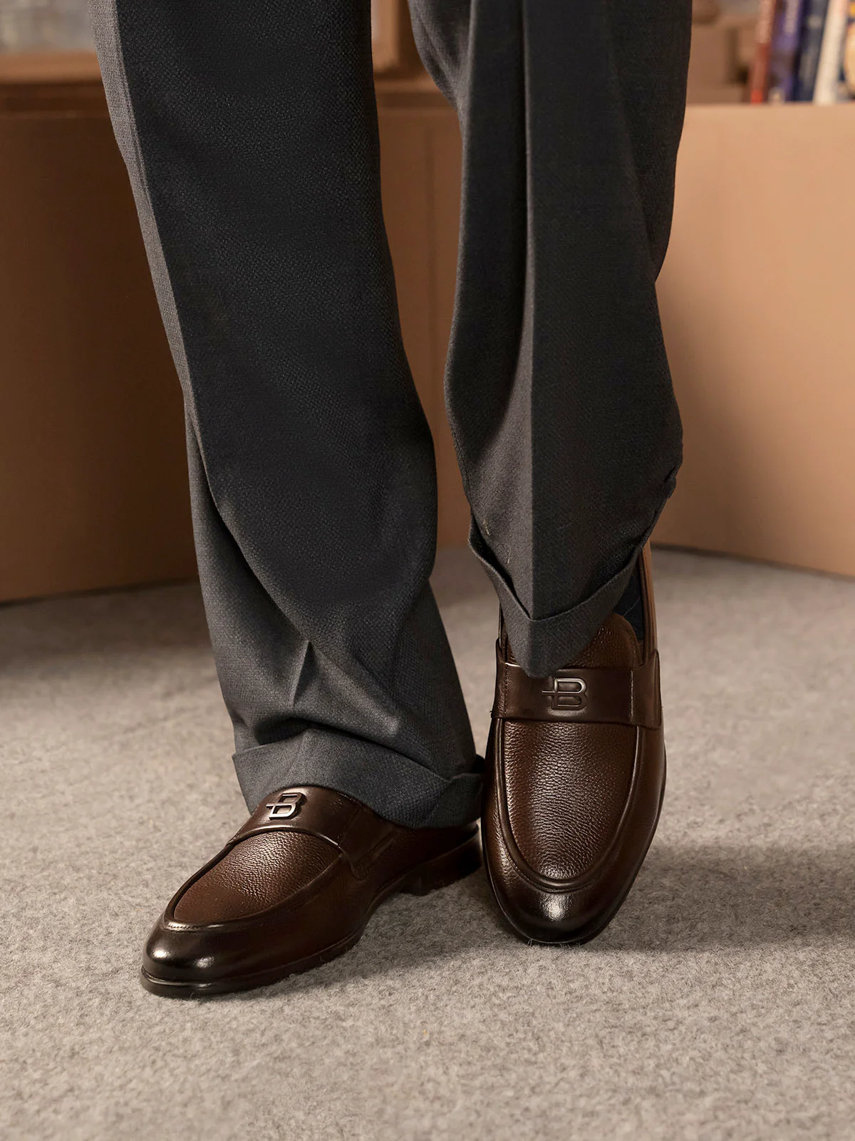 Men "DOANE" Classic Style Premium Leather Formals