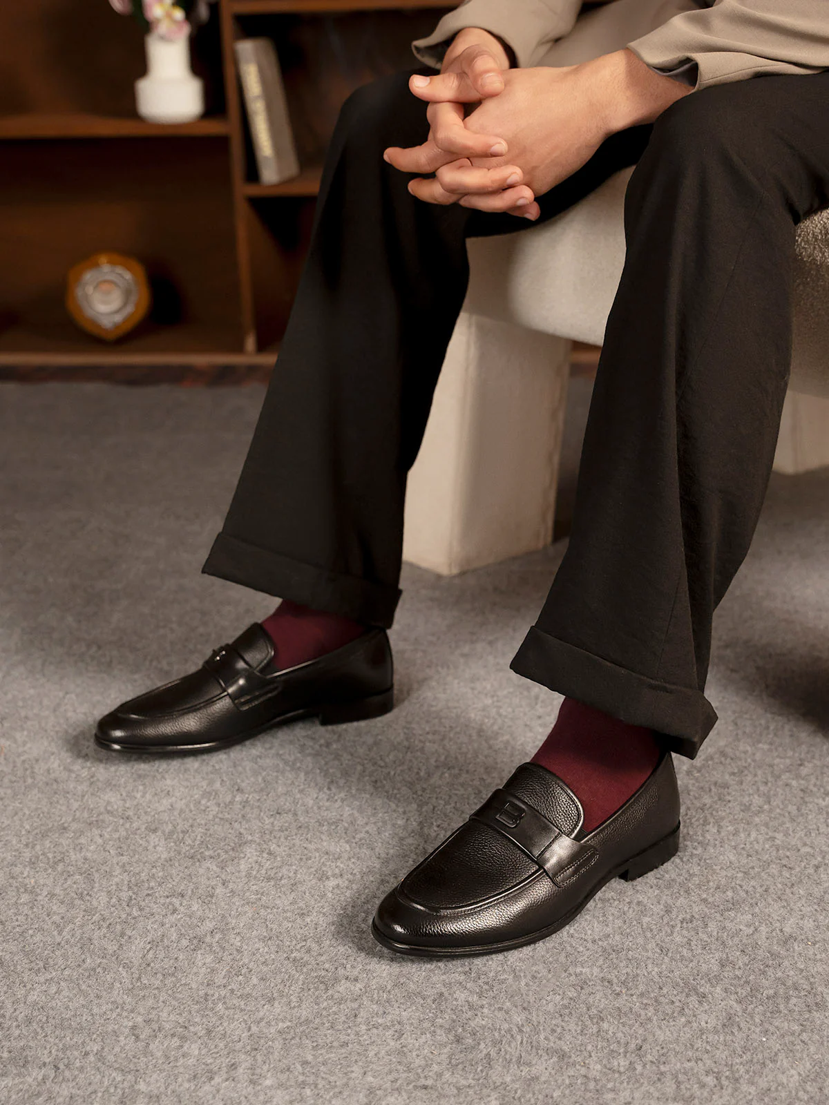 Men "DOANE" Classic Style Premium Leather Formals