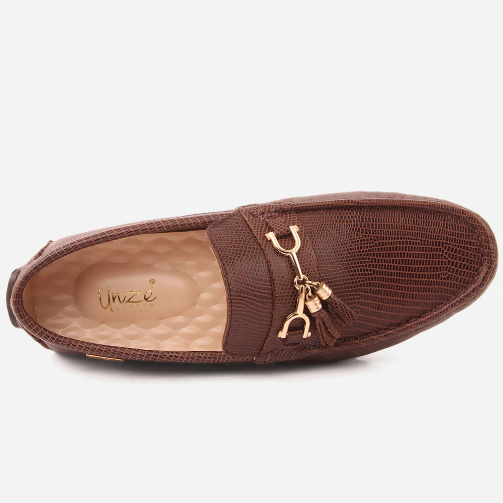 Men "EILIE" Leather Slip Ons Dress Moccasin Shoes - Image 4