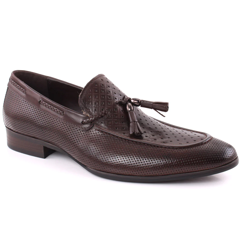 Men “GRAHAM” Moc Toe Designed Vamp Perforated Tassel Leather Formal shoes
