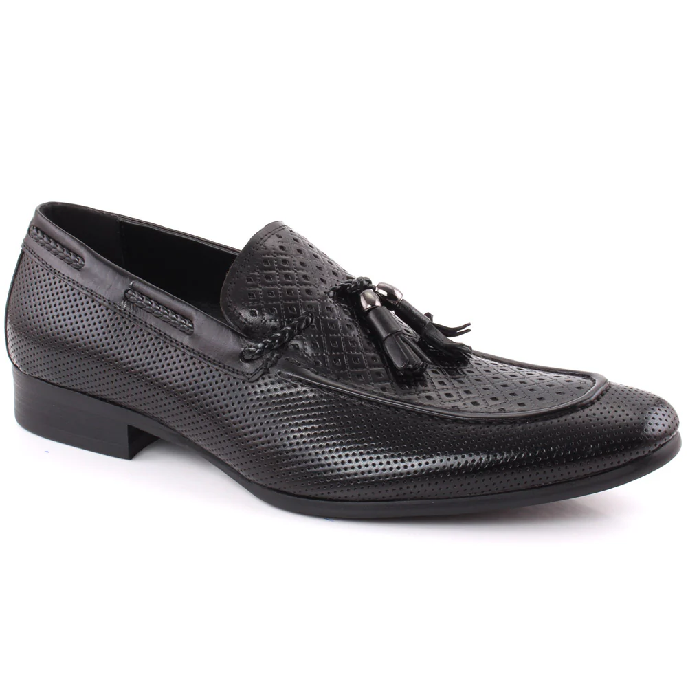 Men “GRAHAM” Moc Toe Designed Vamp Perforated Tassel Leather Formal shoes