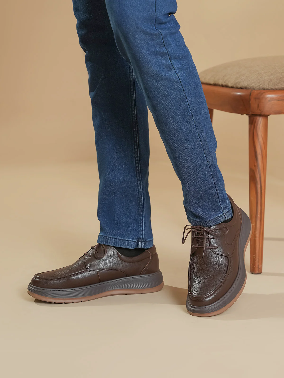 Men "HAGOP" Lace Up Leather Loafer Shoes - Image 10