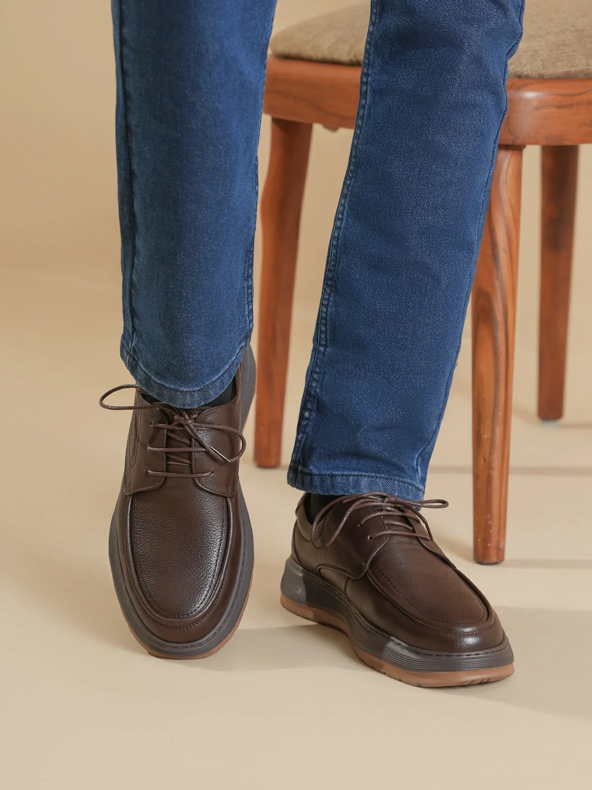 Men "HAGOP" Lace Up Leather Loafer Shoes - Image 11