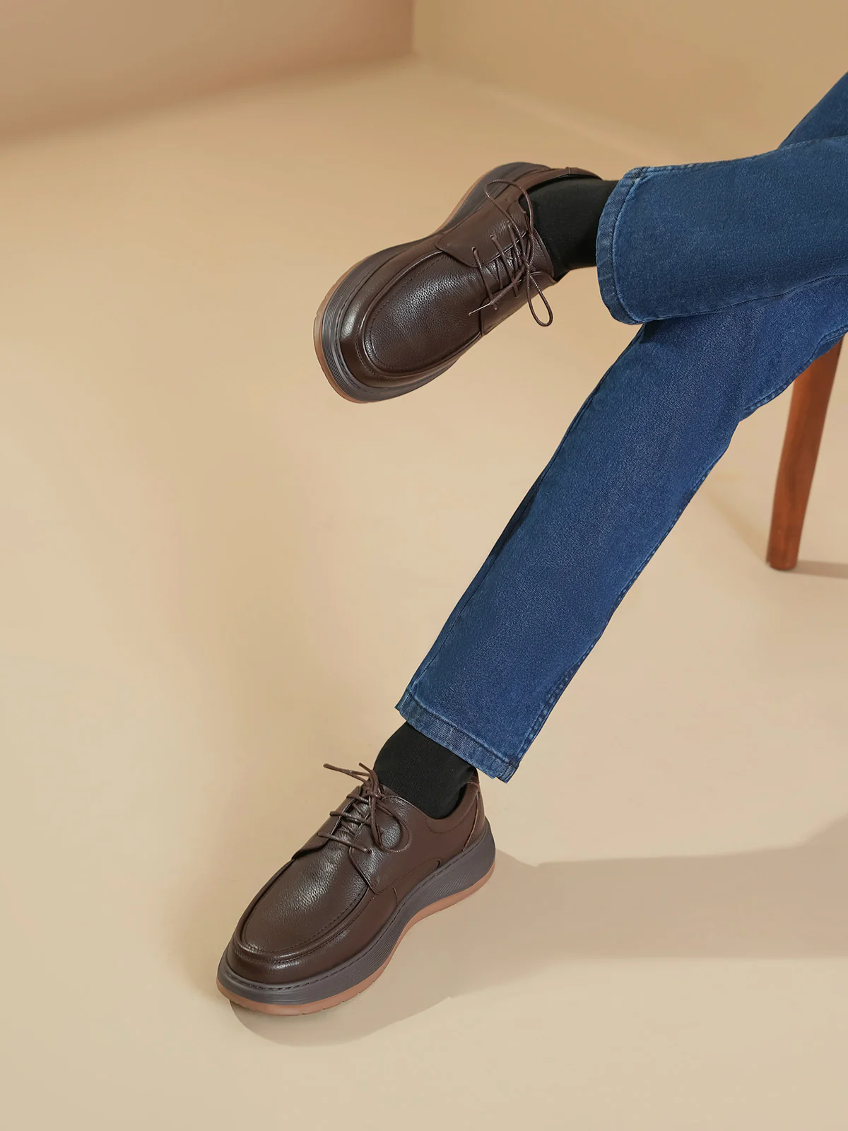 Men "HAGOP" Lace Up Leather Loafer Shoes - Image 3
