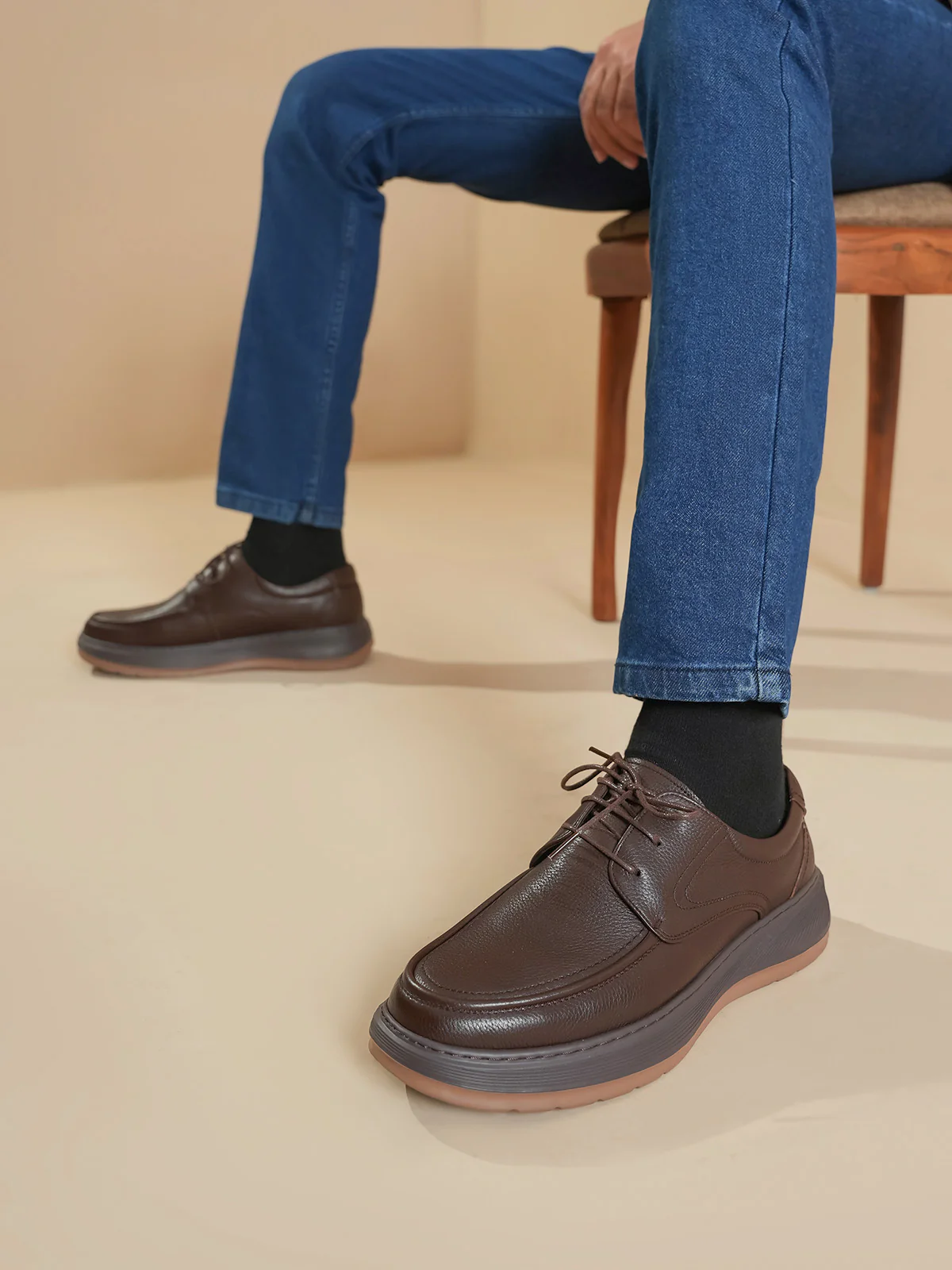 Men "HAGOP" Lace Up Leather Loafer Shoes - Image 6