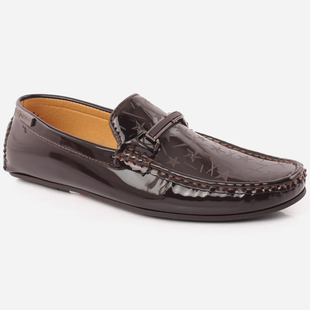 Men "Hugh" Patent Rubber Sole Moccasins