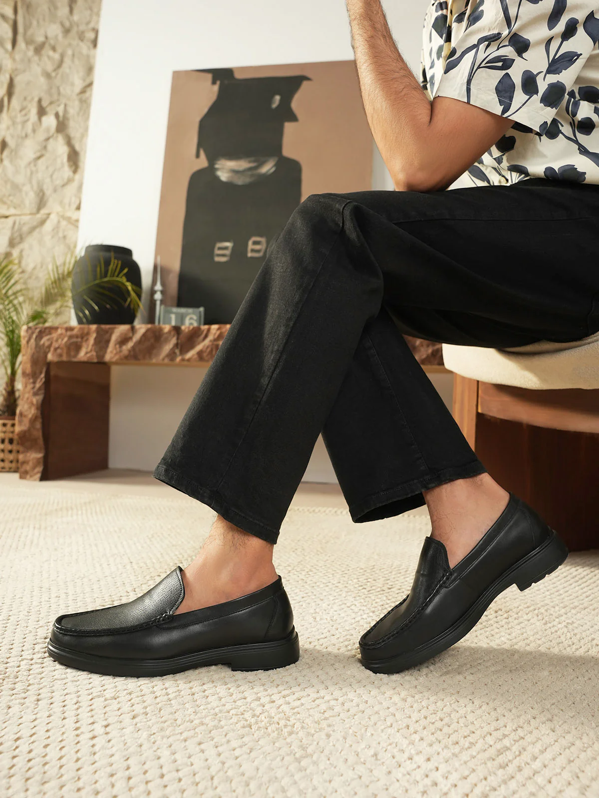 Men "HULDA" Easy to Wear Leather Formals - Image 3