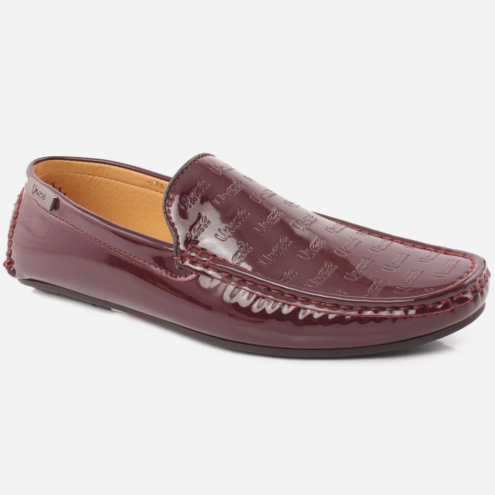 Men "Jai"patent leather Slip On Rubber Sole Moccasins