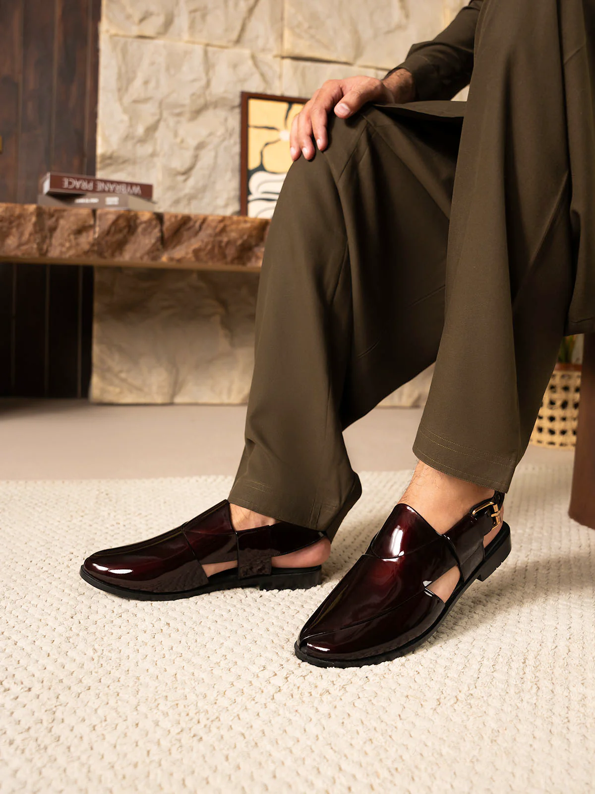 Men "KENDALL" Comfort Peshawari Leather Sandals - Image 3