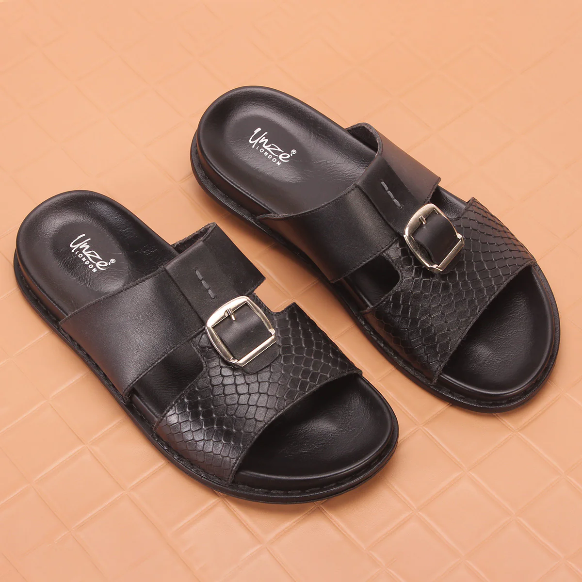 Men "KITZ" Leather Open Toe Summer Slippers - Image 6