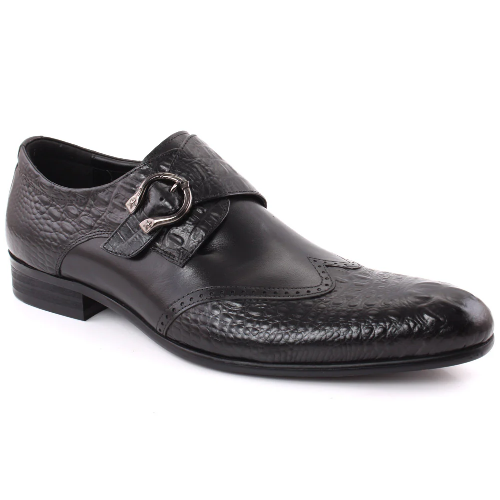 Men “KOLE” Perforated Design Belted Oxford Formal Leather Shoes