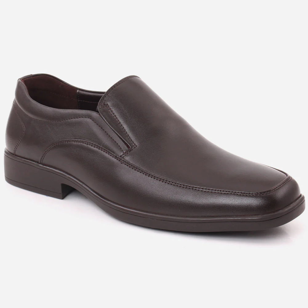 Men "LORENZO" Leather Slip On Moc Toe Stitched Detail Formal Shoes