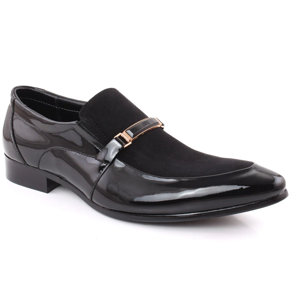Men “PALBEN” Moc Toe Velvet Vamp Slip On Leather Farmal Shoes