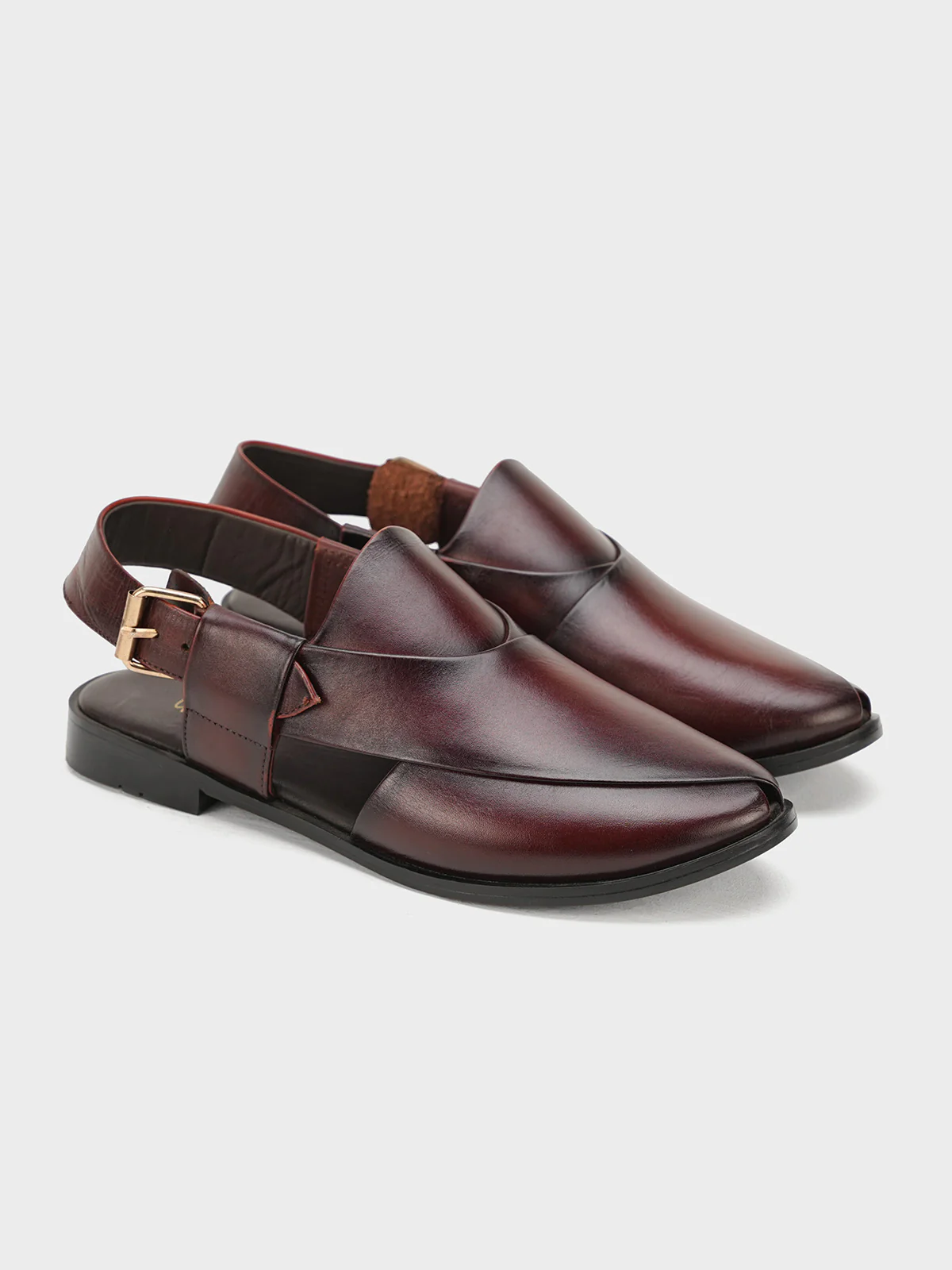 Men "PAYTON" Cross Strap Peshawari Leather Sandals - Image 4