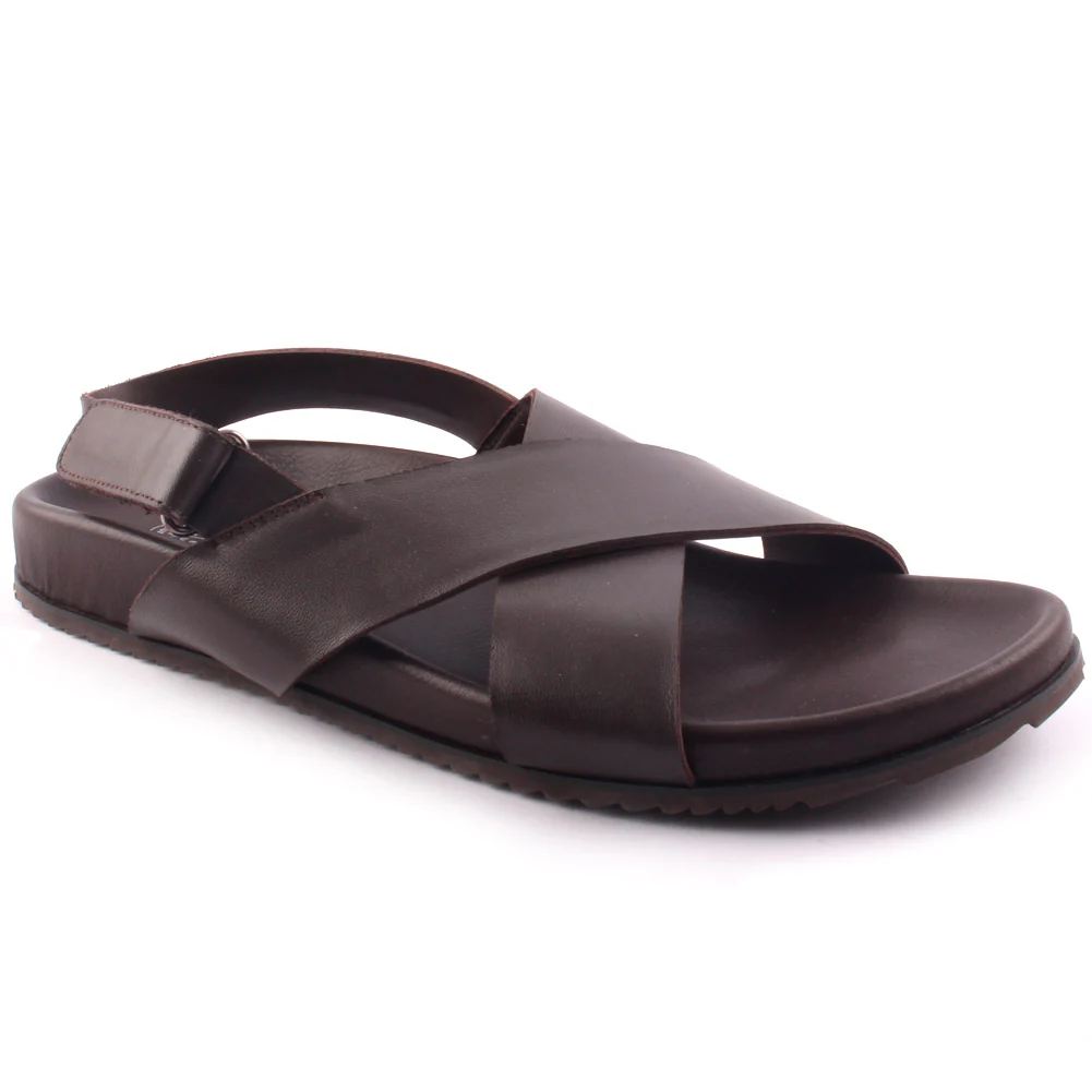 Men’s ‘Finn’ Leather Flat Open Toe Buckled Sandals