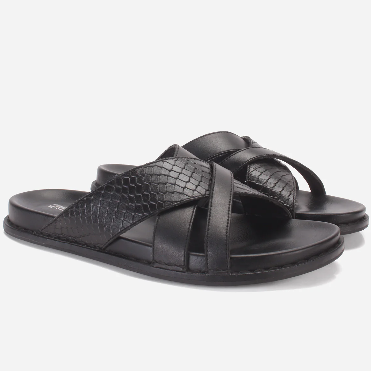 Men "TRIFOGE" Leather Open Toe Summer Flat Slippers - Image 2