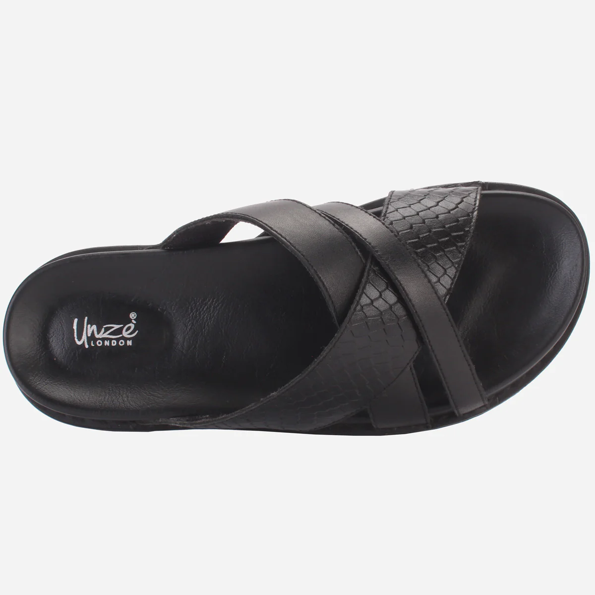 Men "TRIFOGE" Leather Open Toe Summer Flat Slippers - Image 4