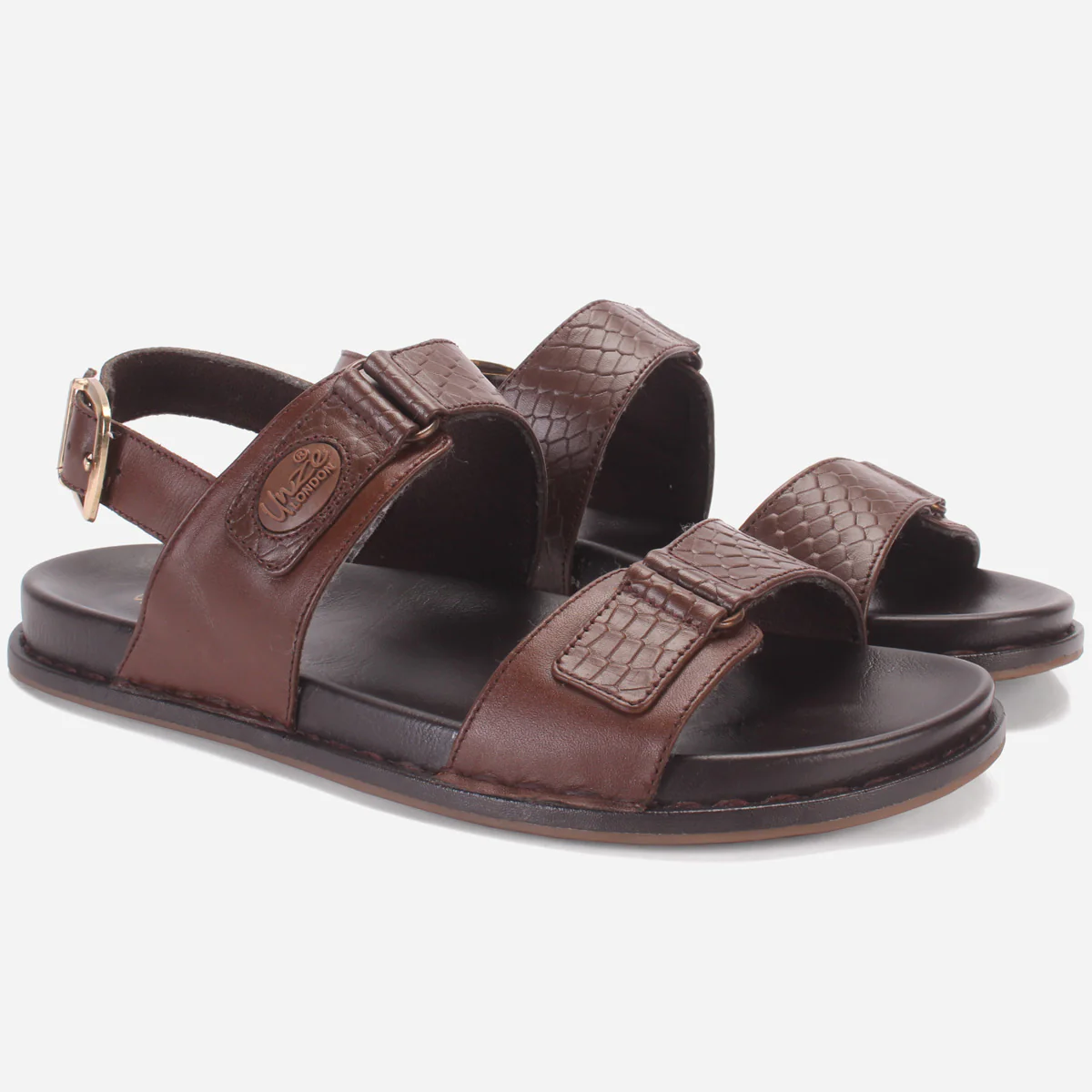 Men "VEERO" Leather Open Toe Summer Flat Sandals - Image 2