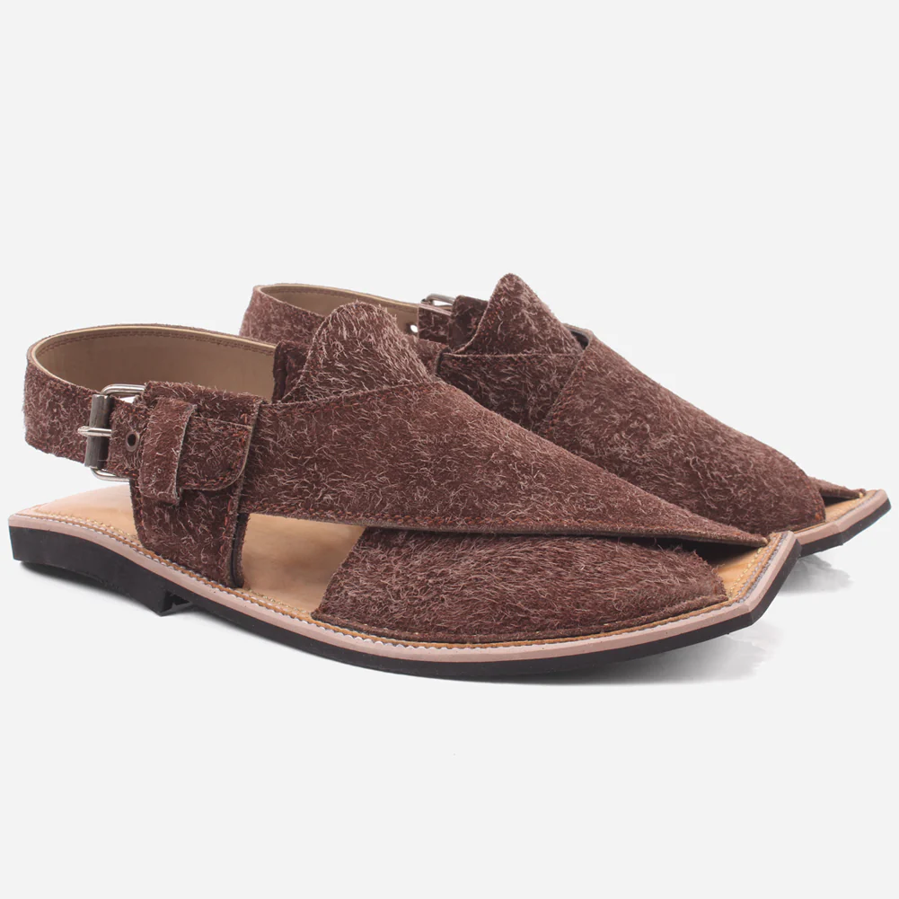 Mens "ATIQ" Leather Flat Peshawari Sandals - Image 2