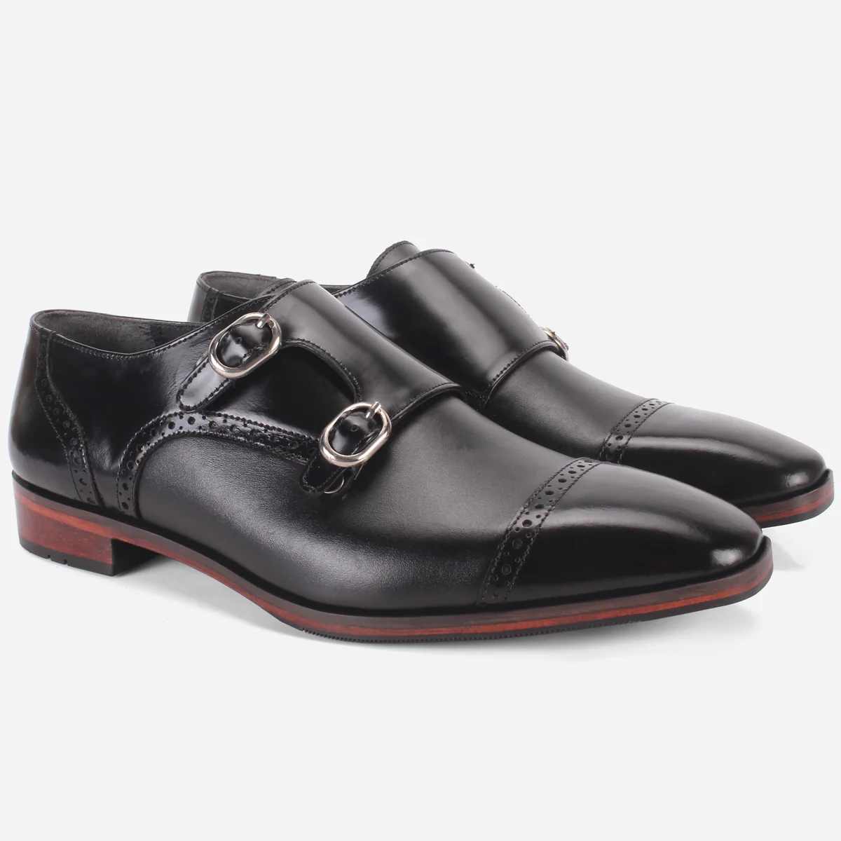 Mens "BLAISE" Double Tone Monk Strap Shoes - Image 2