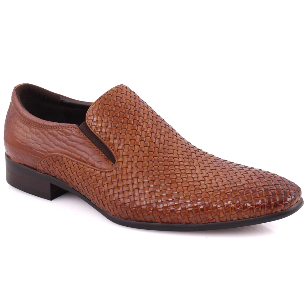Mens “DARCY” Textured Detailing Evening Leather Loafers