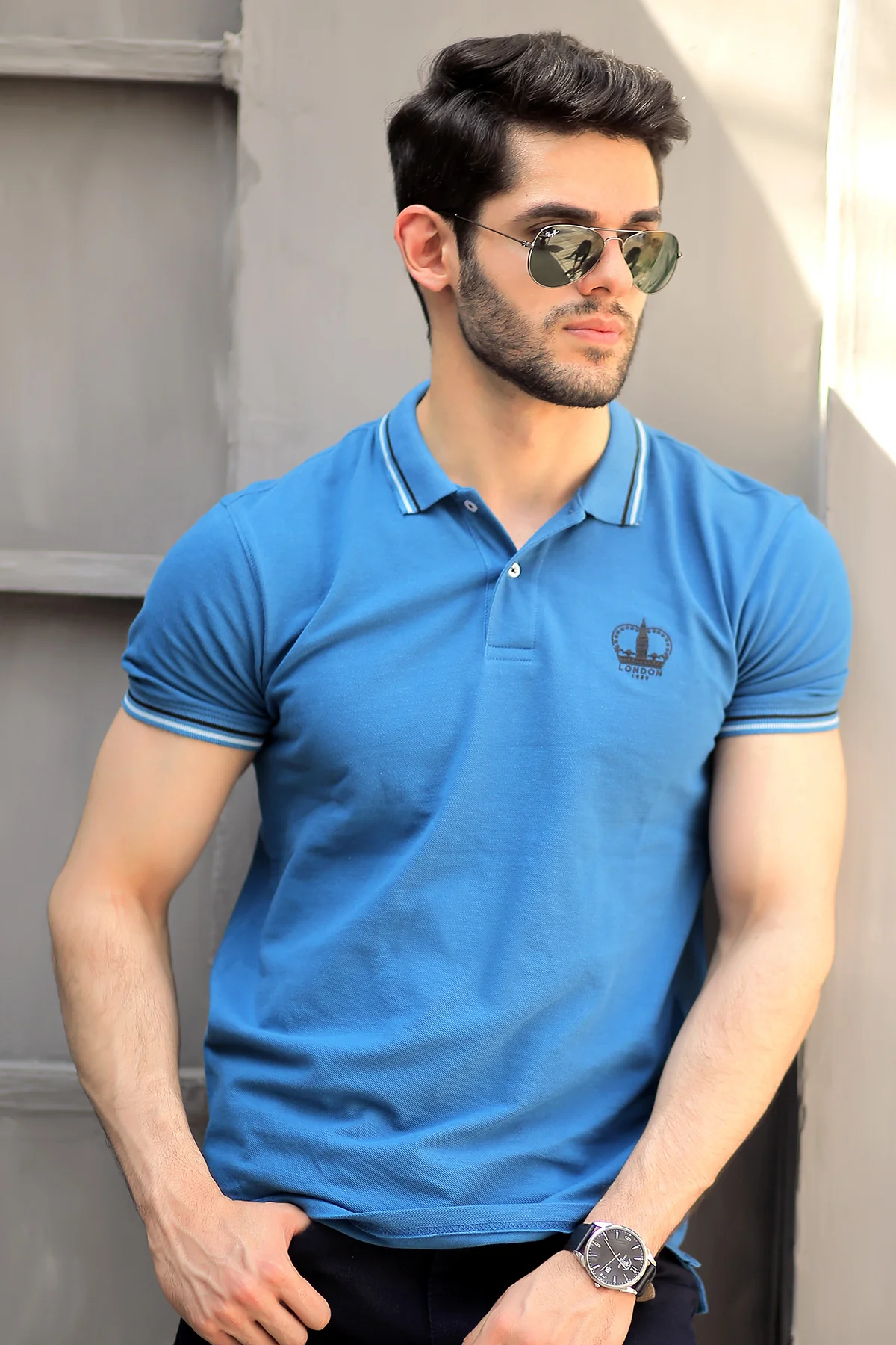 Mens "DELMONT" Basic Cotton Polo T-Shirt - Image 3
