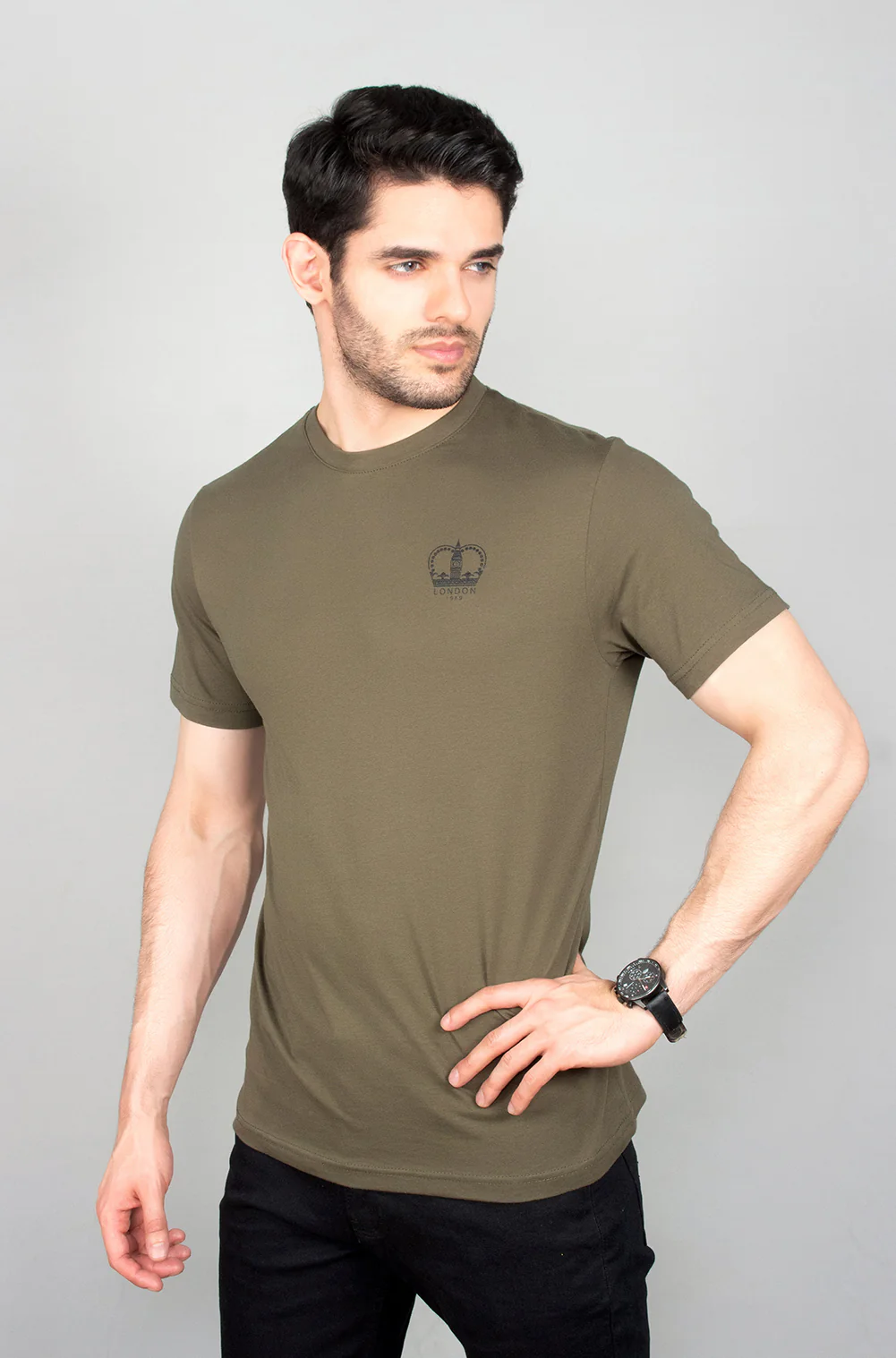 "GUAZ" Crew Neck Slim Fit T-Shirt - Image 3