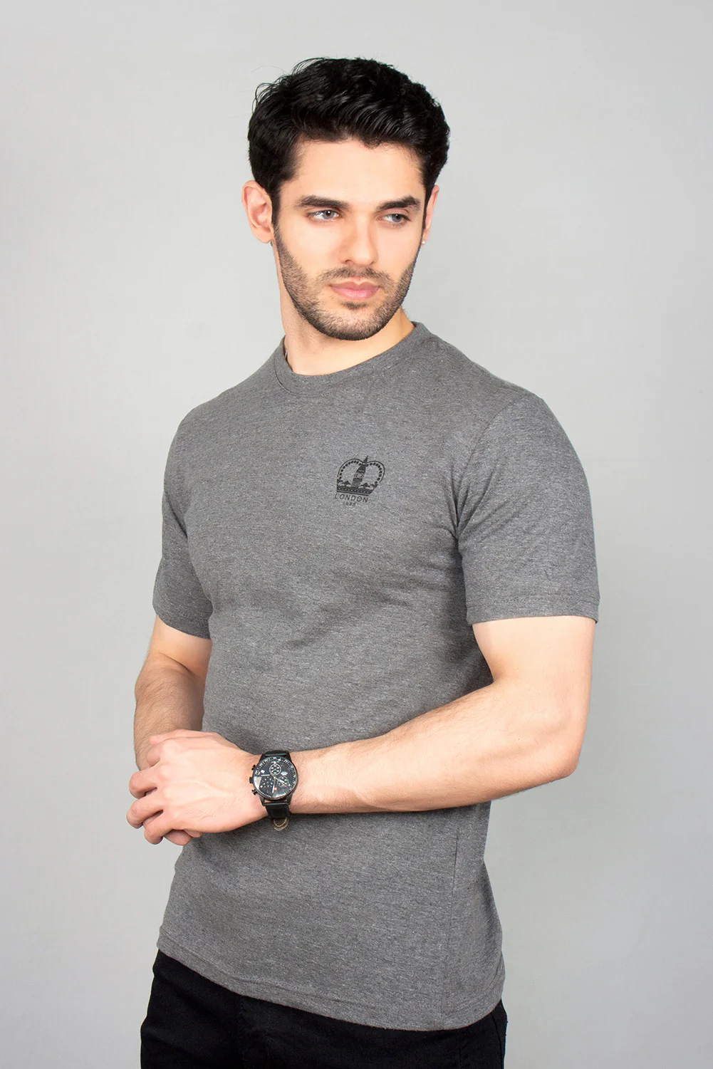 "GUAZ" Crew Neck Slim Fit T-Shirt - Image 2