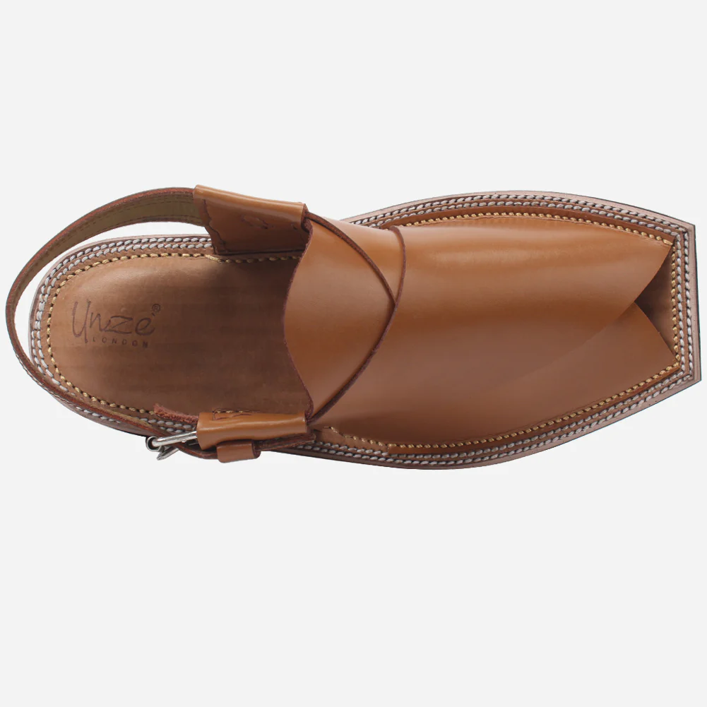 Mens "HADI" Leather Peep-toe Peshawari Sandals - Image 4