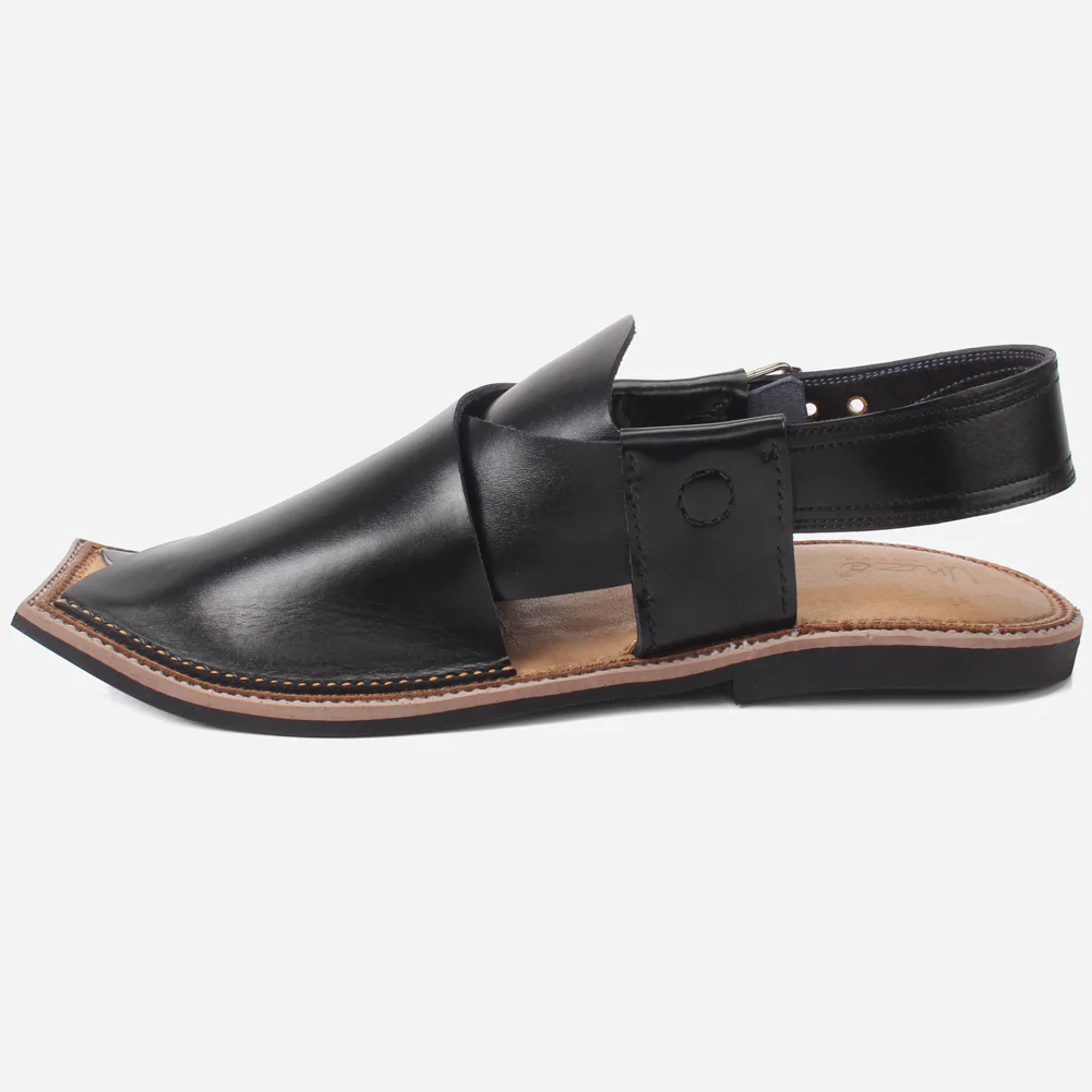 Mens "HADI" Leather Peep-toe Peshawari Sandals - Image 3