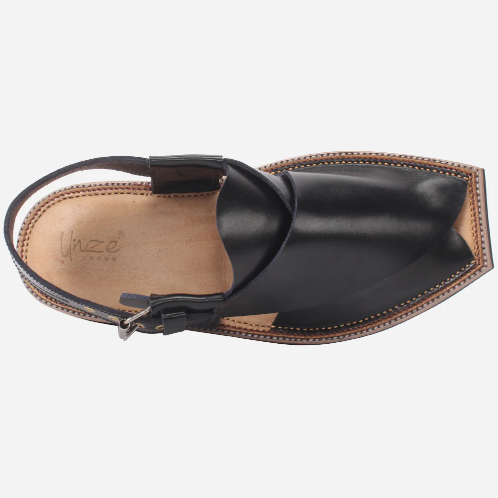 Mens "HADI" Leather Peep-toe Peshawari Sandals - Image 4