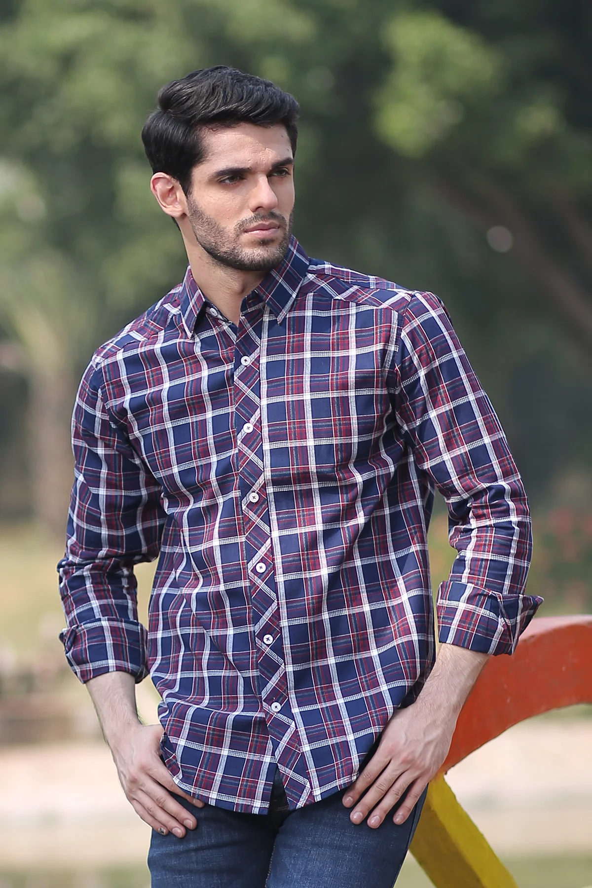 Mens "JAMES" Cotton Full Sleeves Checked Shirt - Image 2