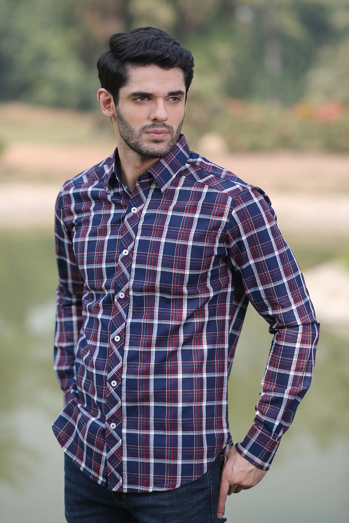 Mens "JAMES" Cotton Full Sleeves Checked Shirt - Image 3