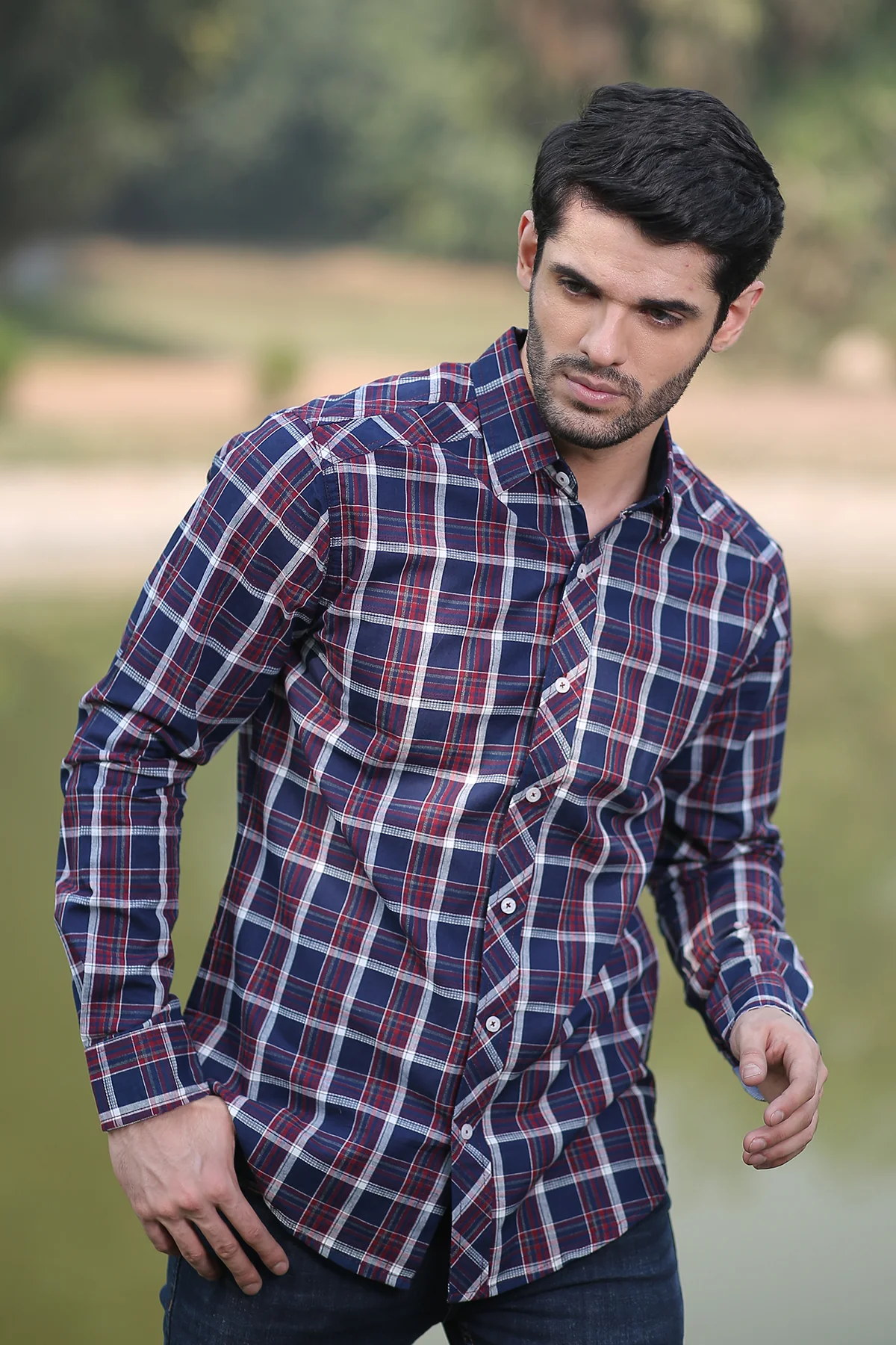 Mens "JAMES" Cotton Full Sleeves Checked Shirt - Image 4