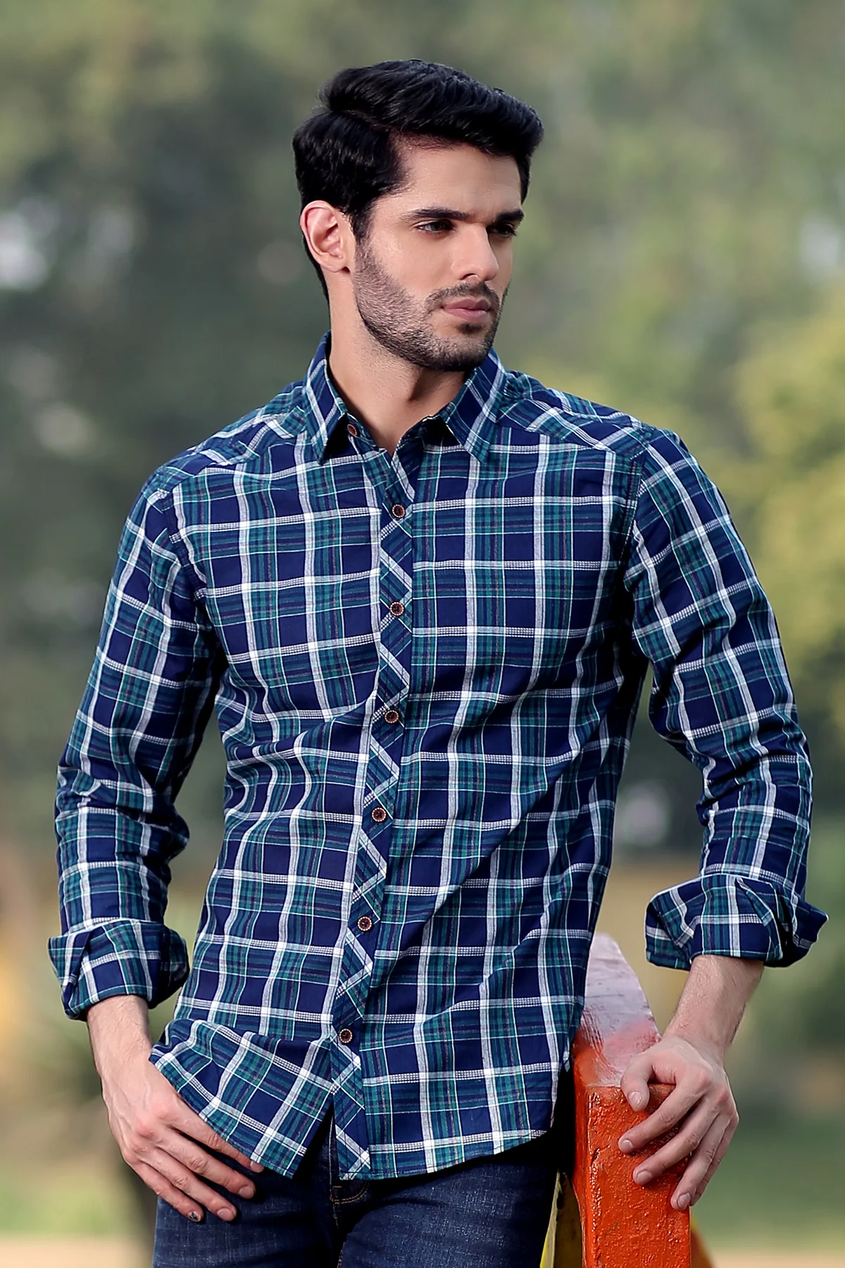 Mens "JAMES" Cotton Full Sleeves Checked Shirt