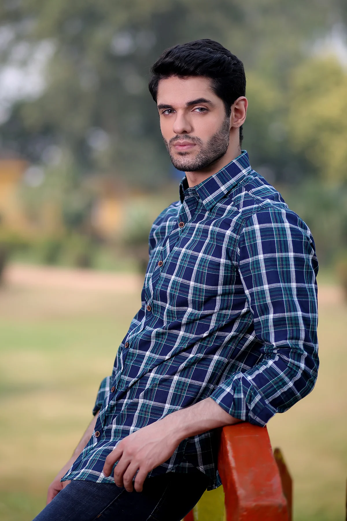 Mens "JAMES" Cotton Full Sleeves Checked Shirt - Image 4