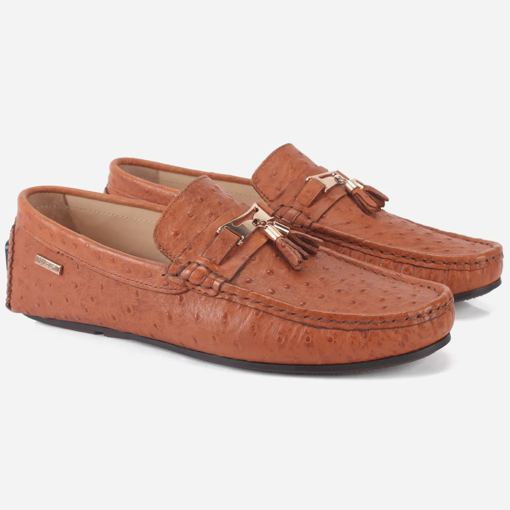 Mens "JOSHEPH" Leather Flat Slip Ons Moccasins - Image 2